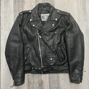 Vtg Z1R Genuine Leather Biker Jacket 2XL Black Moto Motorcycle Gear 90s Men's 54